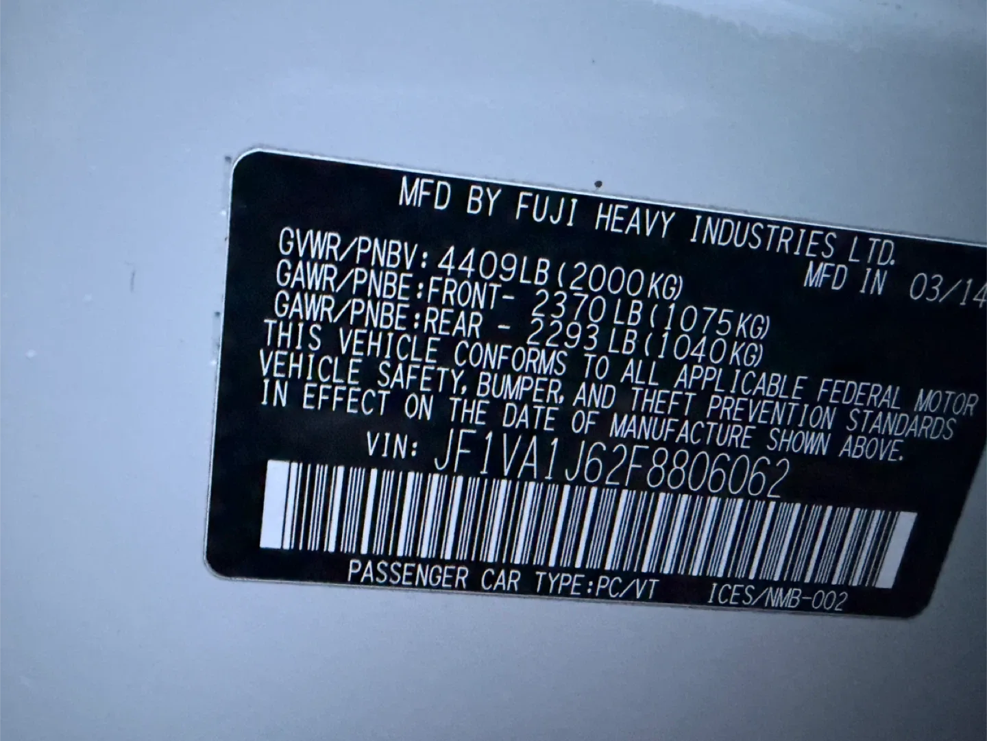 2015 Subaru WRX image indicator(8)