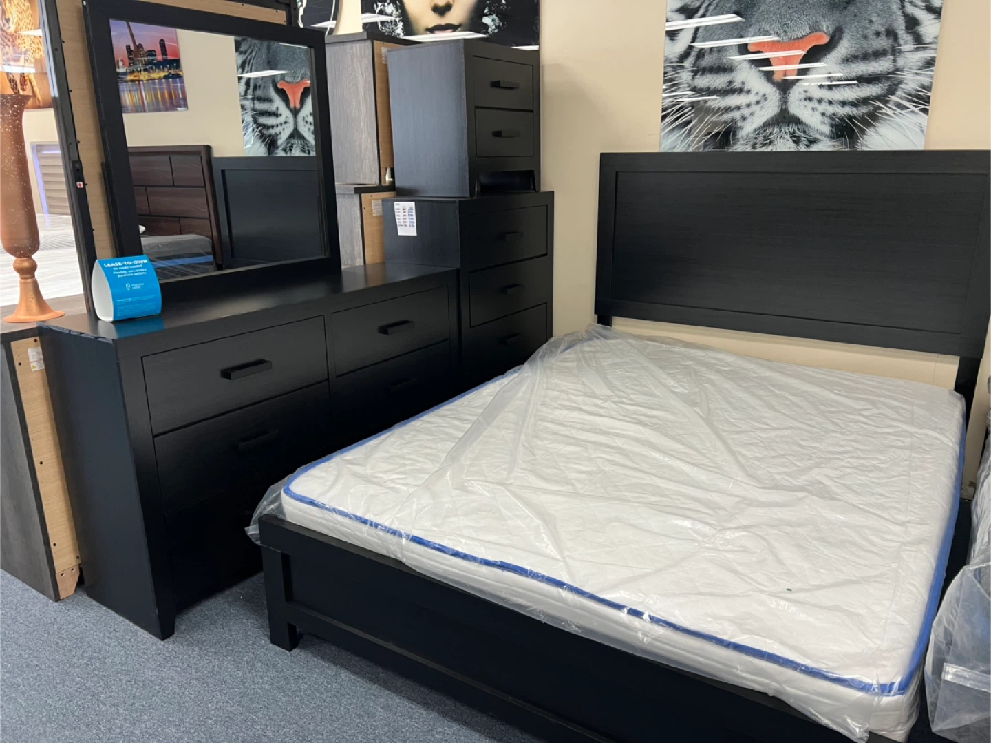 Black Bedroom Set - Bed, Dresser, Nightstand