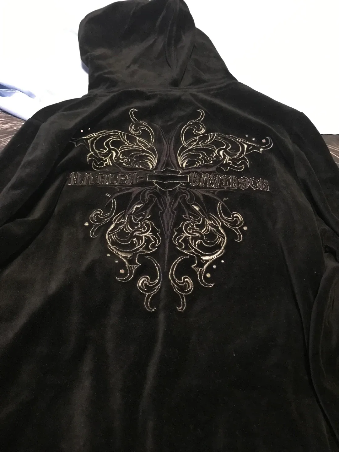 Harley-Davidson Black Velour Hoodie - XL