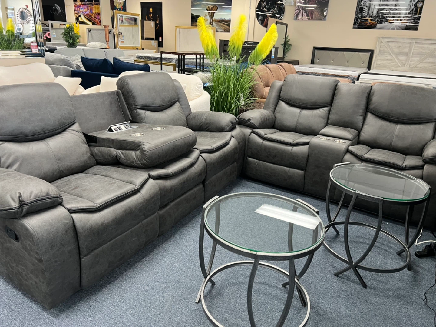 Gray Reclining Sectional Sofa