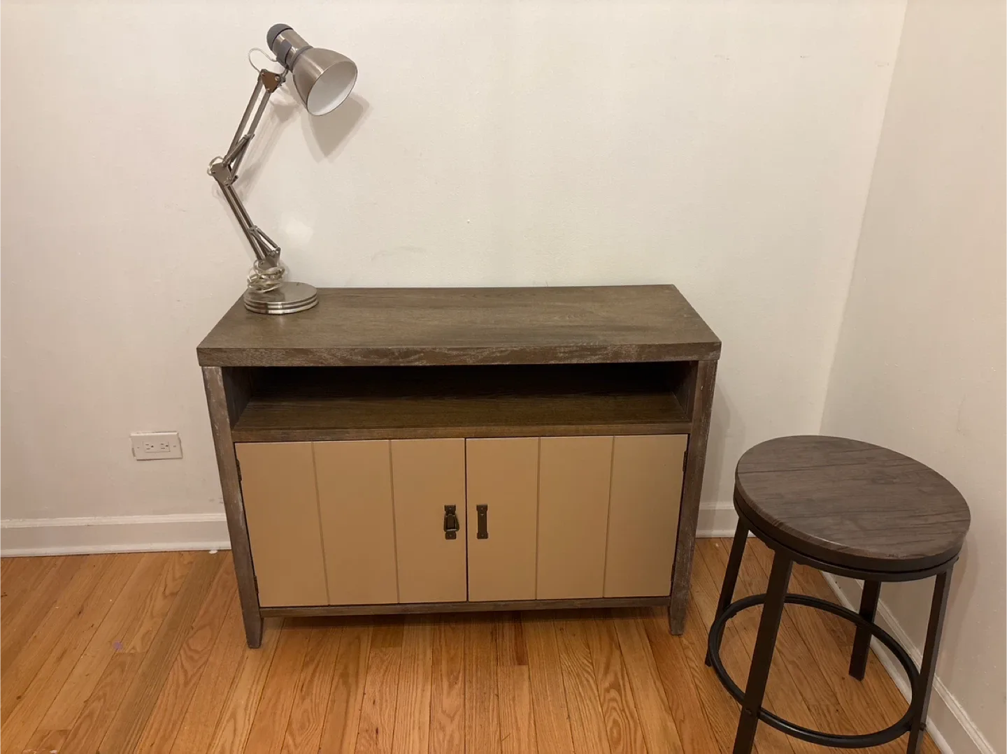 Cabinet/ tv stand with stool and lamp . Best offer