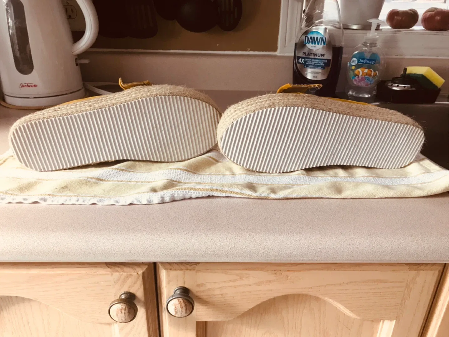 Yellow Espadrille Platform Loafers with Bow Detail image indicator(2)