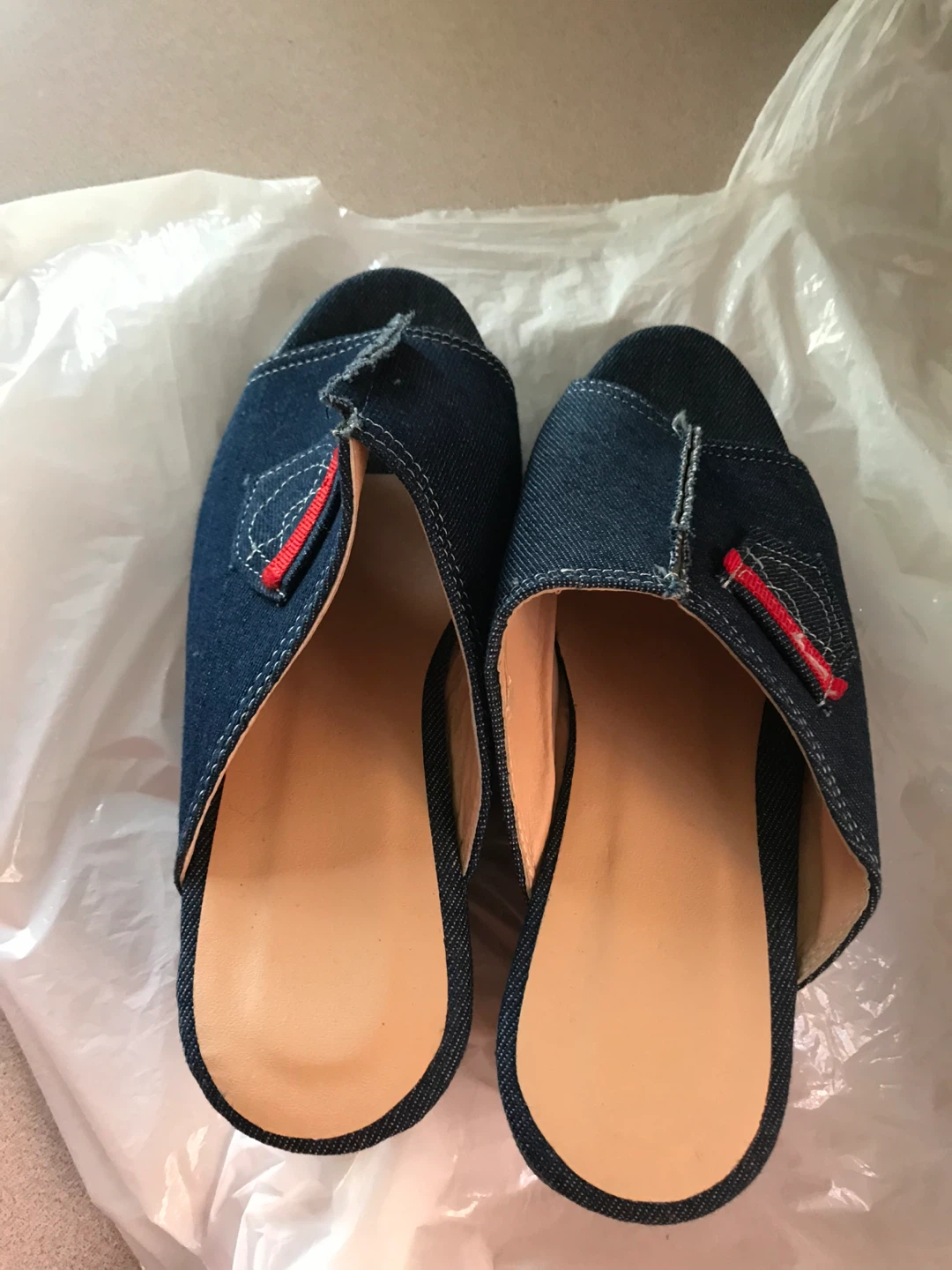 Denim Wedge Heel Mules - photo 4