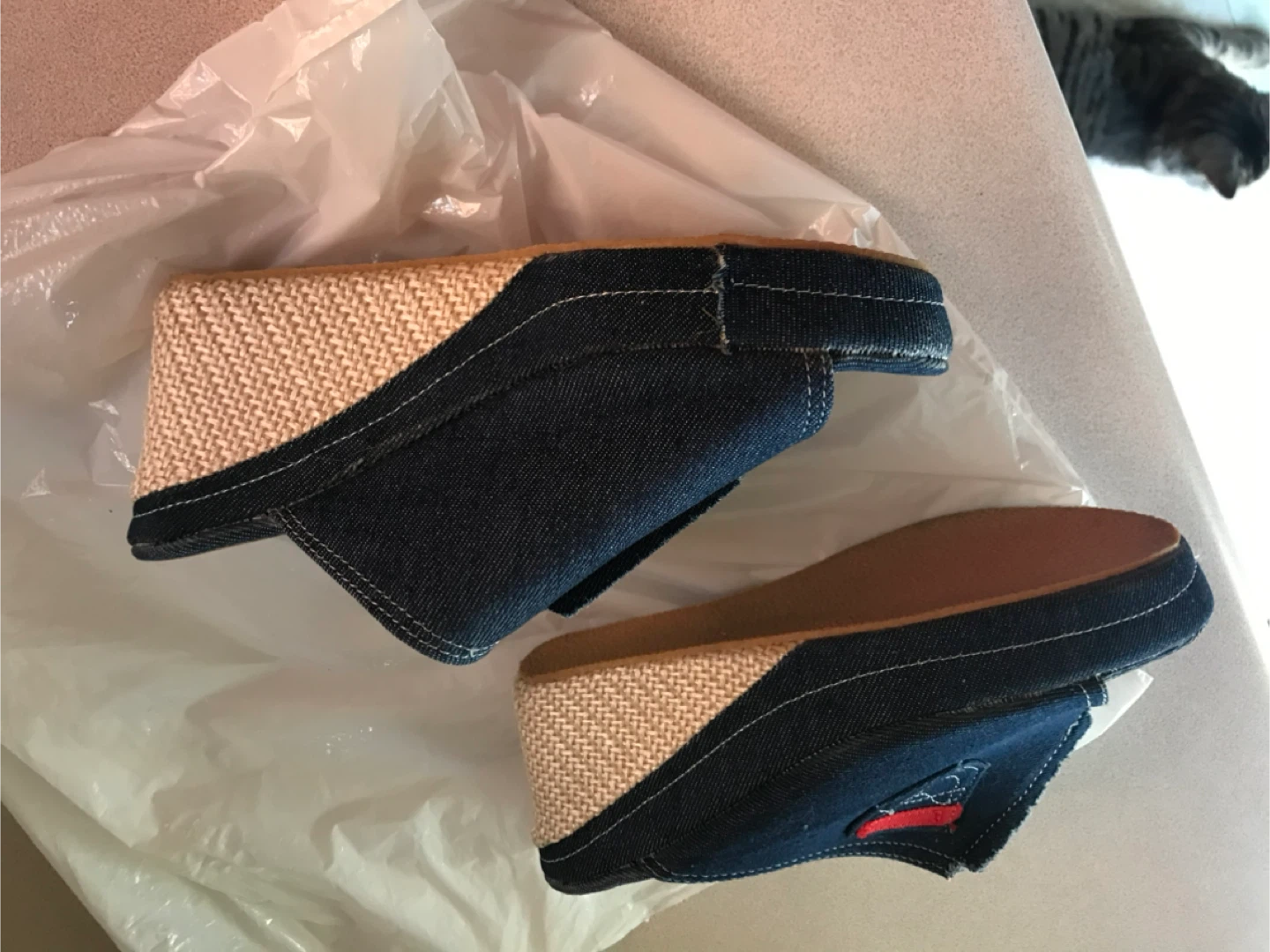 Denim Wedge Heel Mules - photo 2