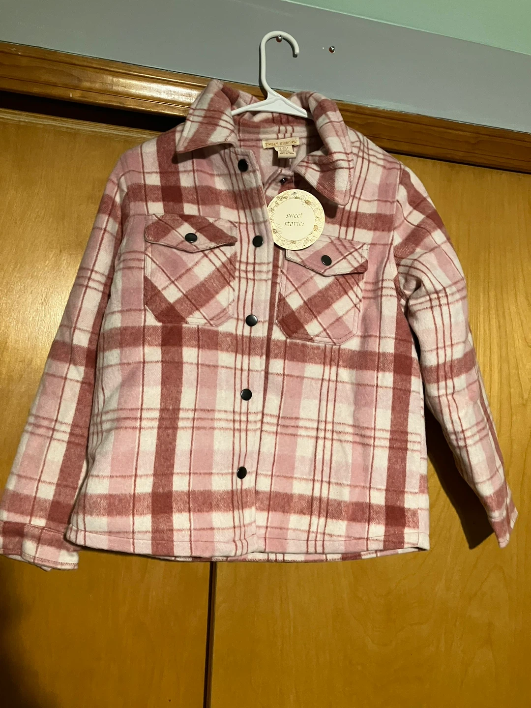 Sweet Stories Pink Plaid Shacket - XL
