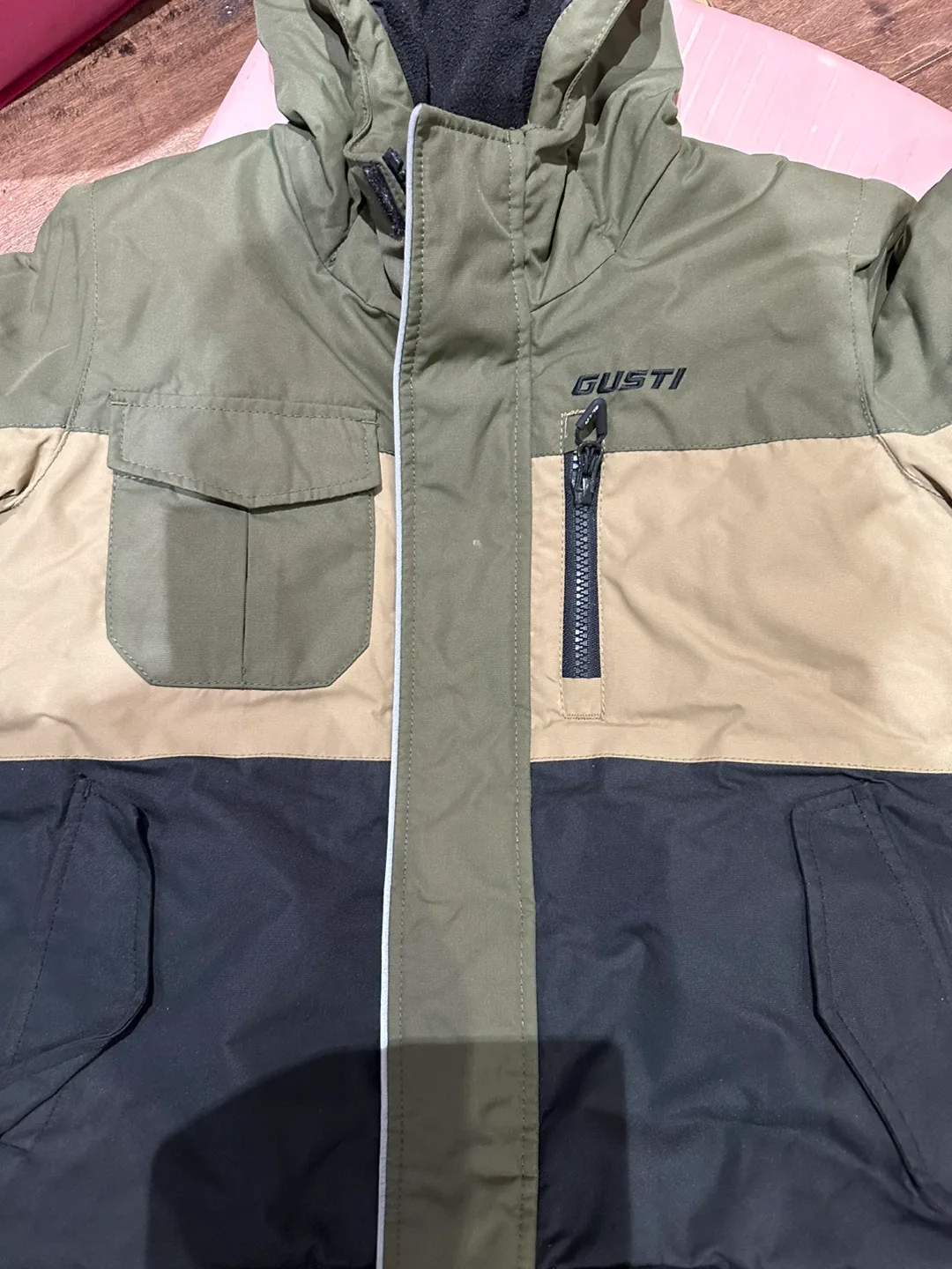 Gusti Winter Jacket - Olive Green, Beige, Black size 6