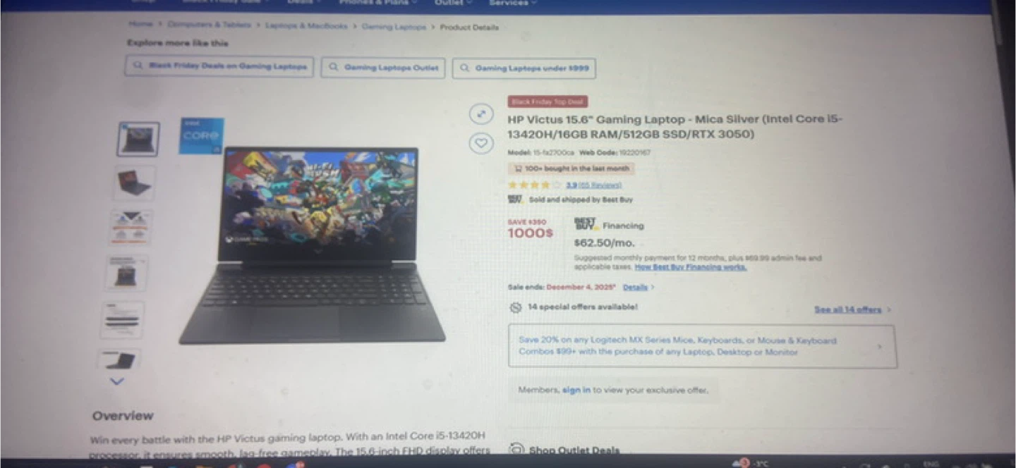 HP Victus 15.6" Gaming Laptop comes with extra monitor