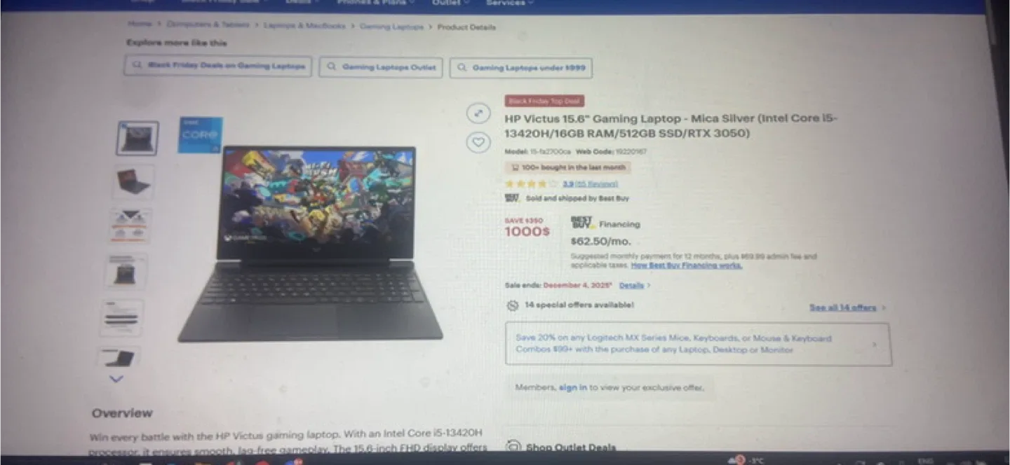 HP Victus 15.6" Gaming Laptop comes with extra monitor