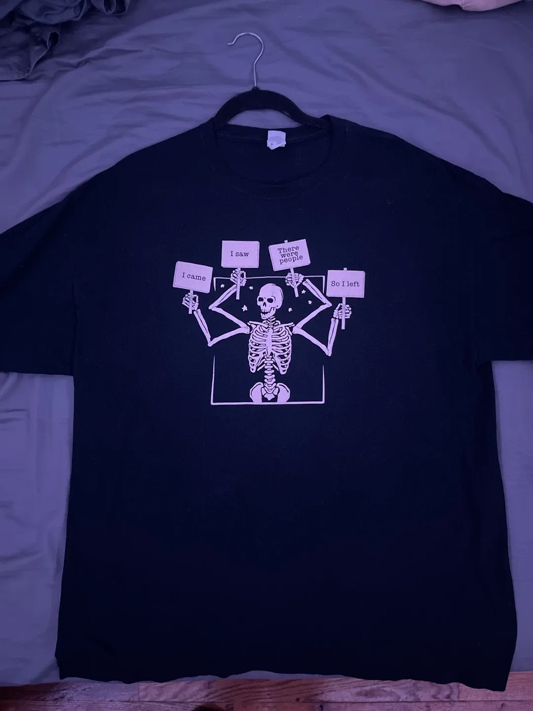 Black Graphic T-Shirt with Skeleton Design