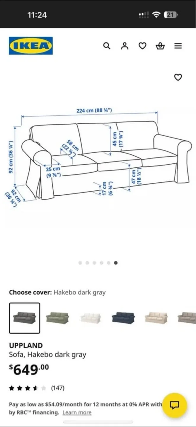 IKEA UPPAND Sofa White Cover image indicator(3)