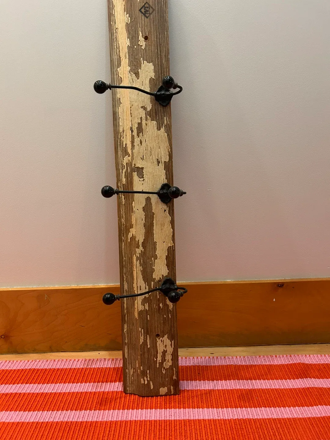 Rustic Wooden Coat Rack with 3 Hooks