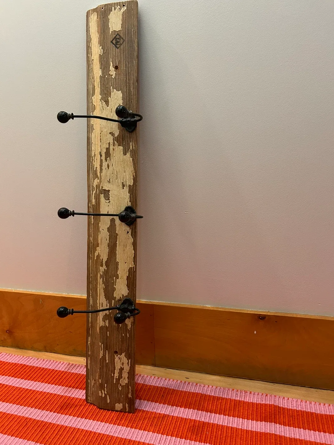 Rustic Wooden Coat Rack with 3 Hooks image indicator(2)