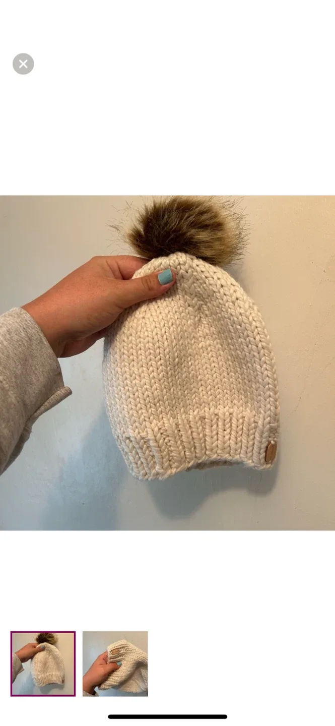 Handmade Knitted Beanie with Pom Pom