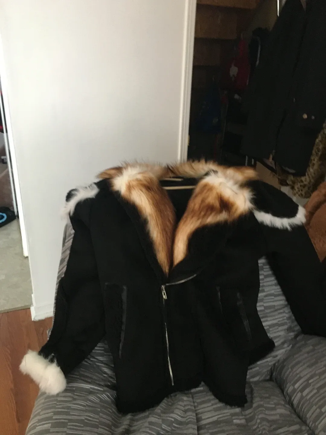 Black Jacket with Fur Trim