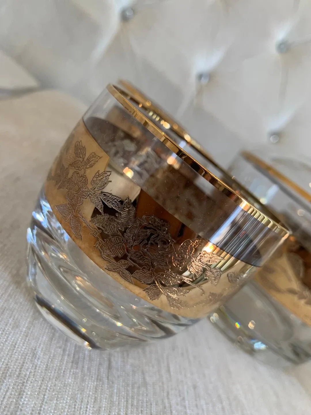 Vintage Gold Trimmed Decanter & Glasses Set