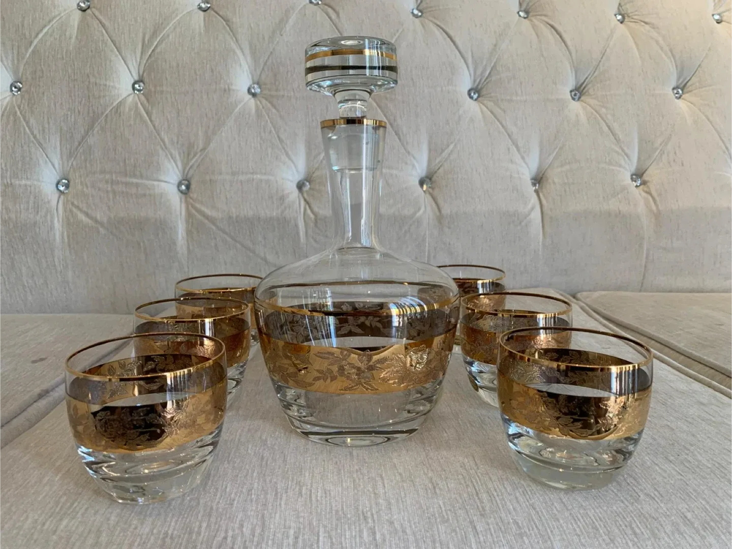 Vintage Gold Trimmed Decanter & Glasses Set image indicator(2)