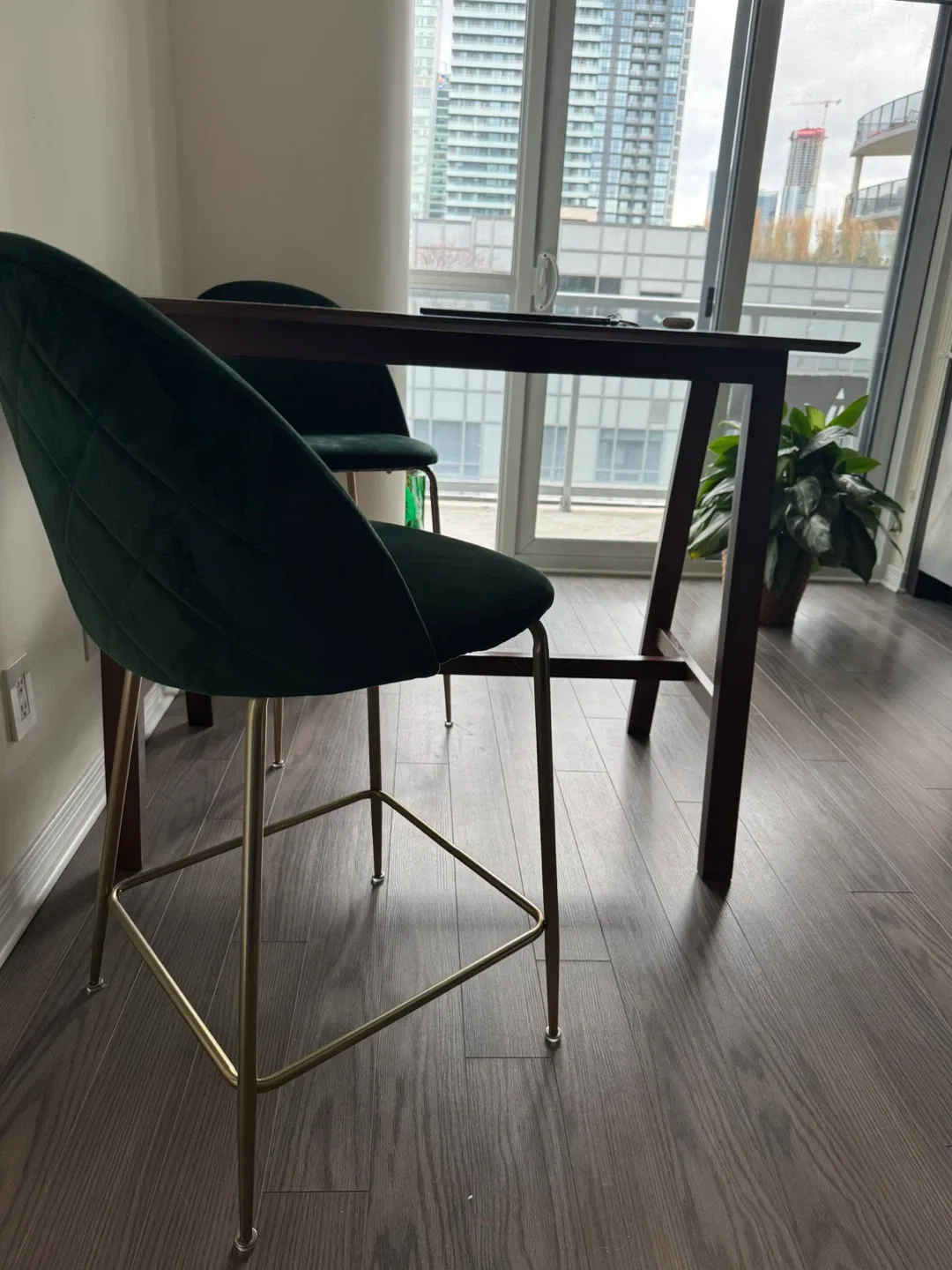 Need to be picked up TODAY: Green Velvet Bar Stools - Set of 2
