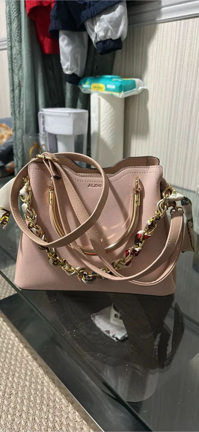 Pink Handbag with Gold Hardware