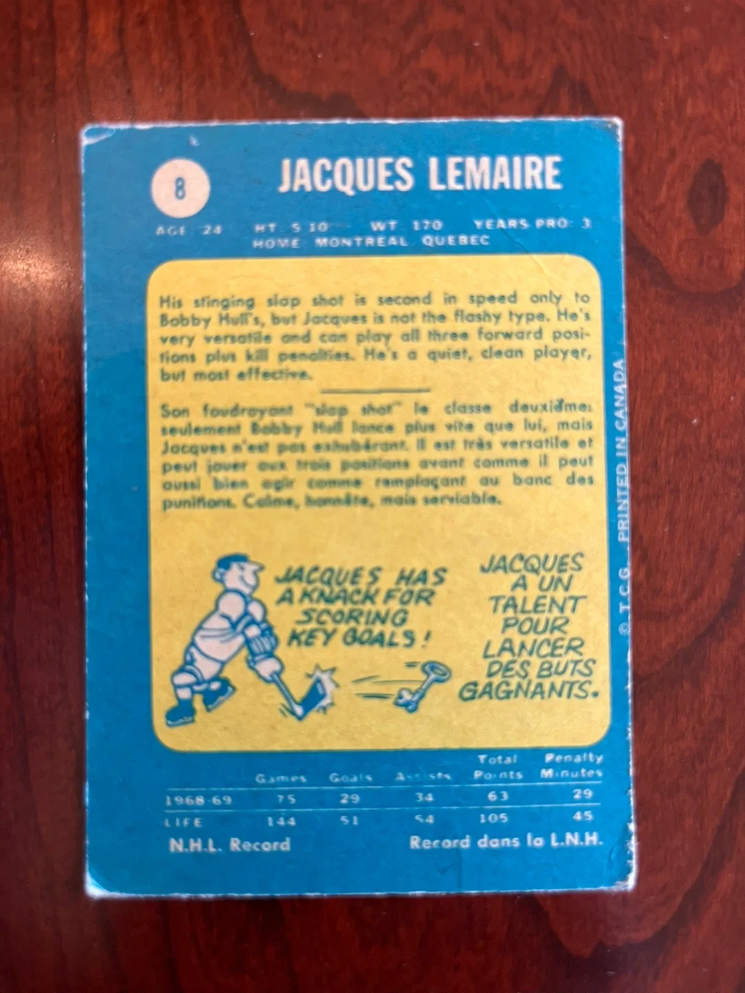 1969-70 O-Pee-Chee Jacques Lemaire Montreal Canadiens #8 image indicator(2)
