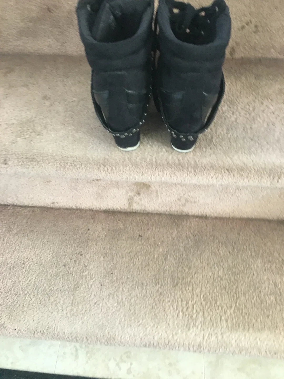 Black Fur Trim Heel Boots image indicator(5)