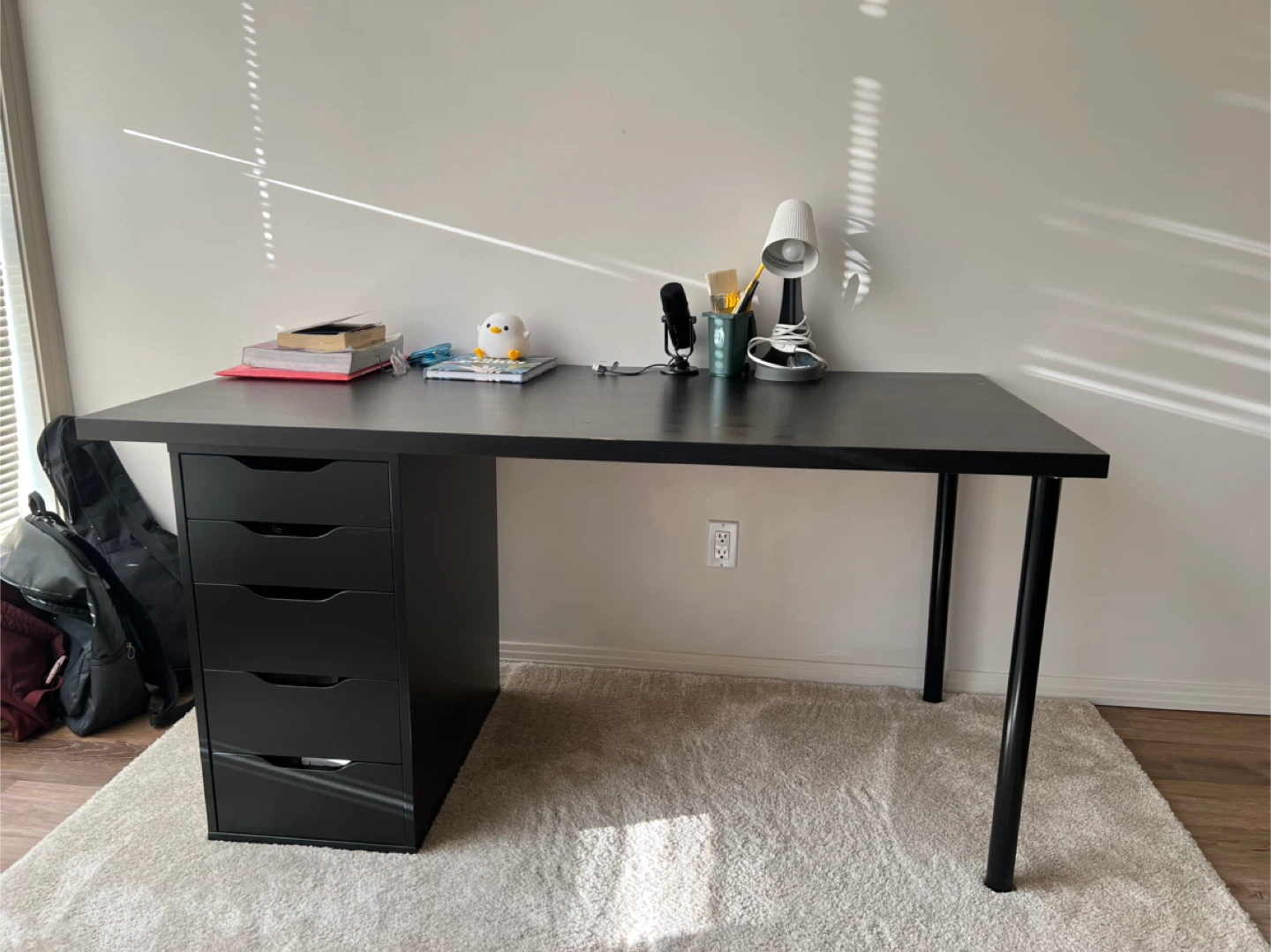 IKEA Black Desk with Drawer Unit