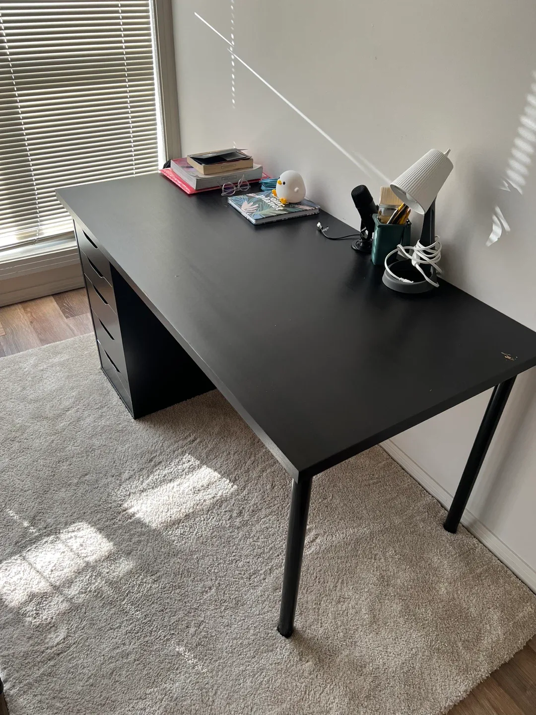 IKEA Black Desk with Drawer Unit image indicator(5)