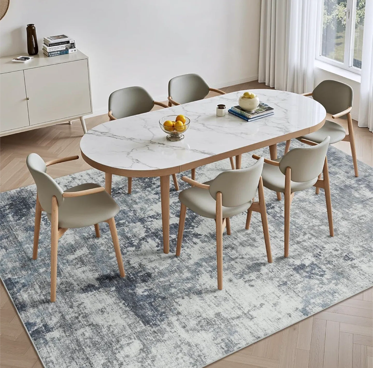 Neutral Abstract Area Rug 8x10ft - Easy to Clean