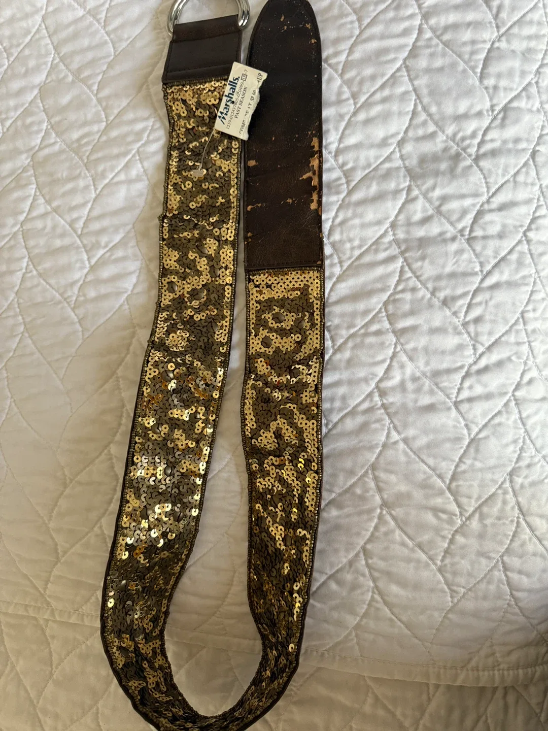 Express Brown Leather Sequin Belt