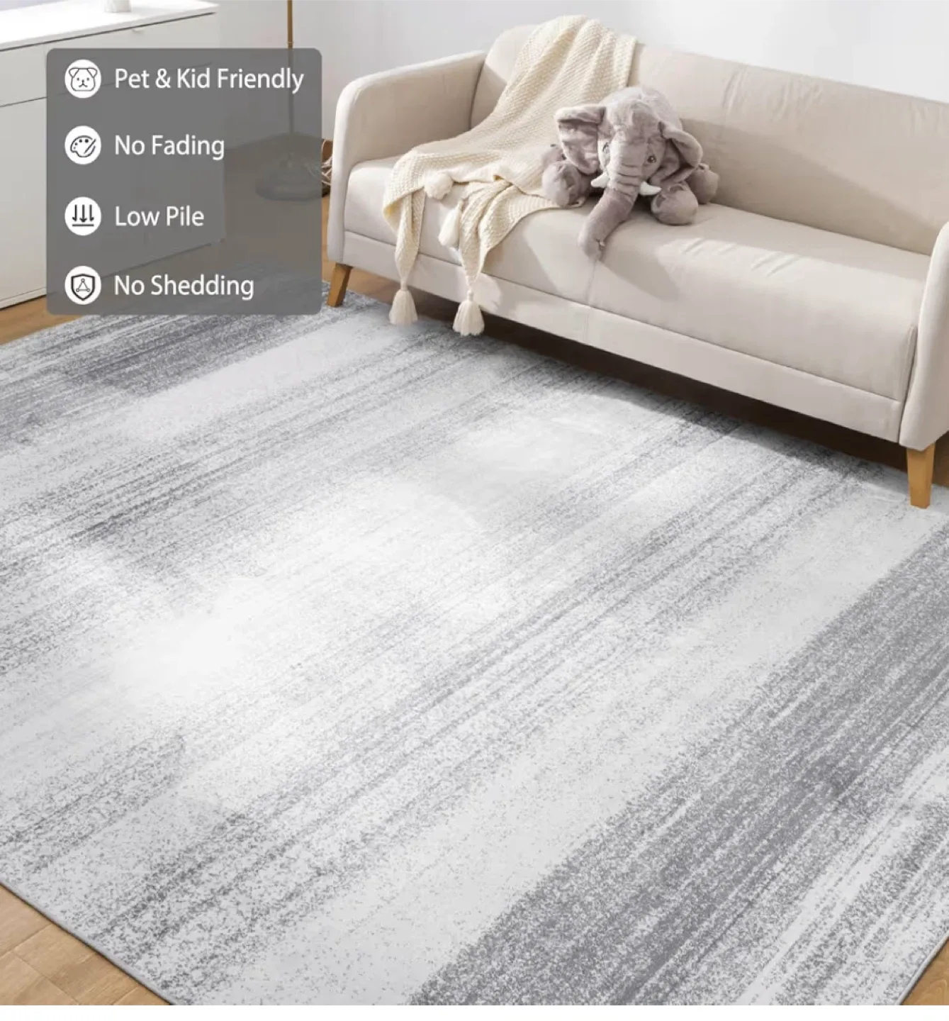 8x10 ft Grey Area Rug - Pet & Kid Friendly! image indicator(4)