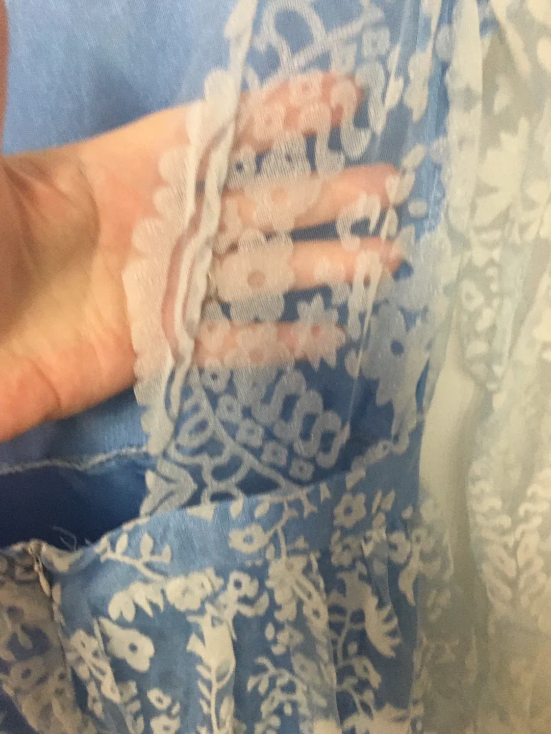 Blue & White Lace Maxi Dress