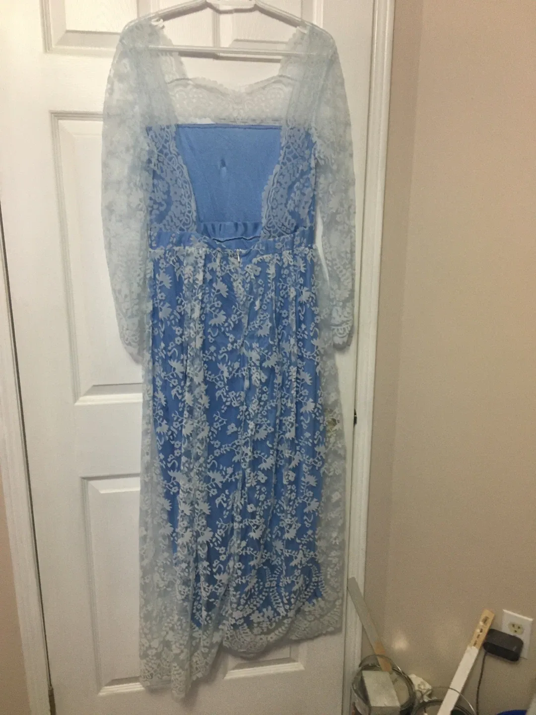 Blue & White Lace Maxi Dress image indicator(3)