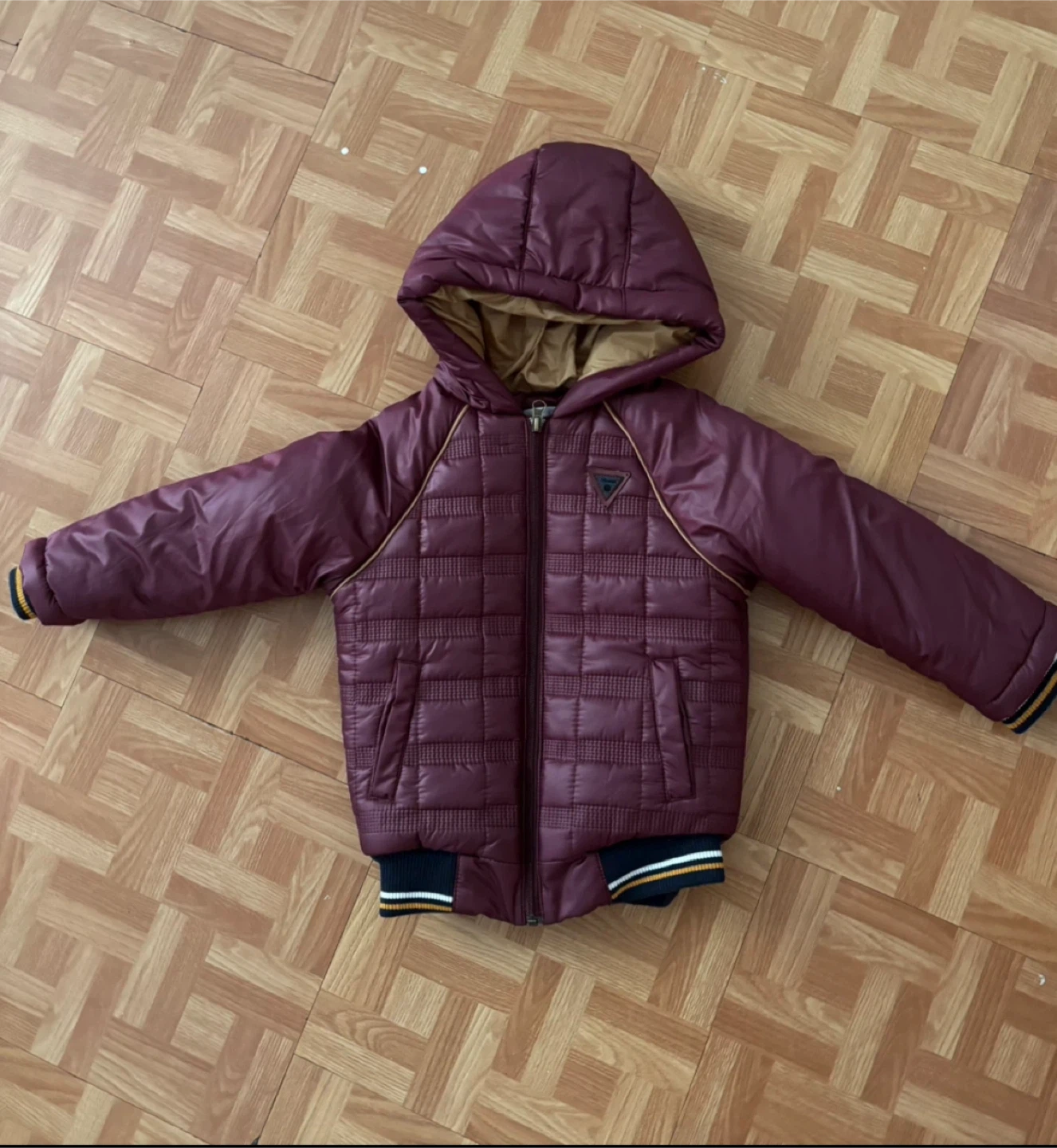 Kids Burgundy Puffer Jacket Size 4-5T
