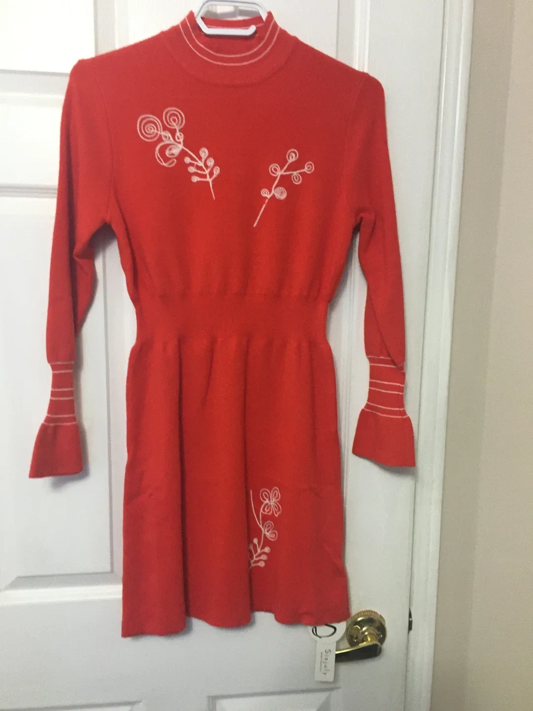 Sisjuly Red Long Sleeve Dress