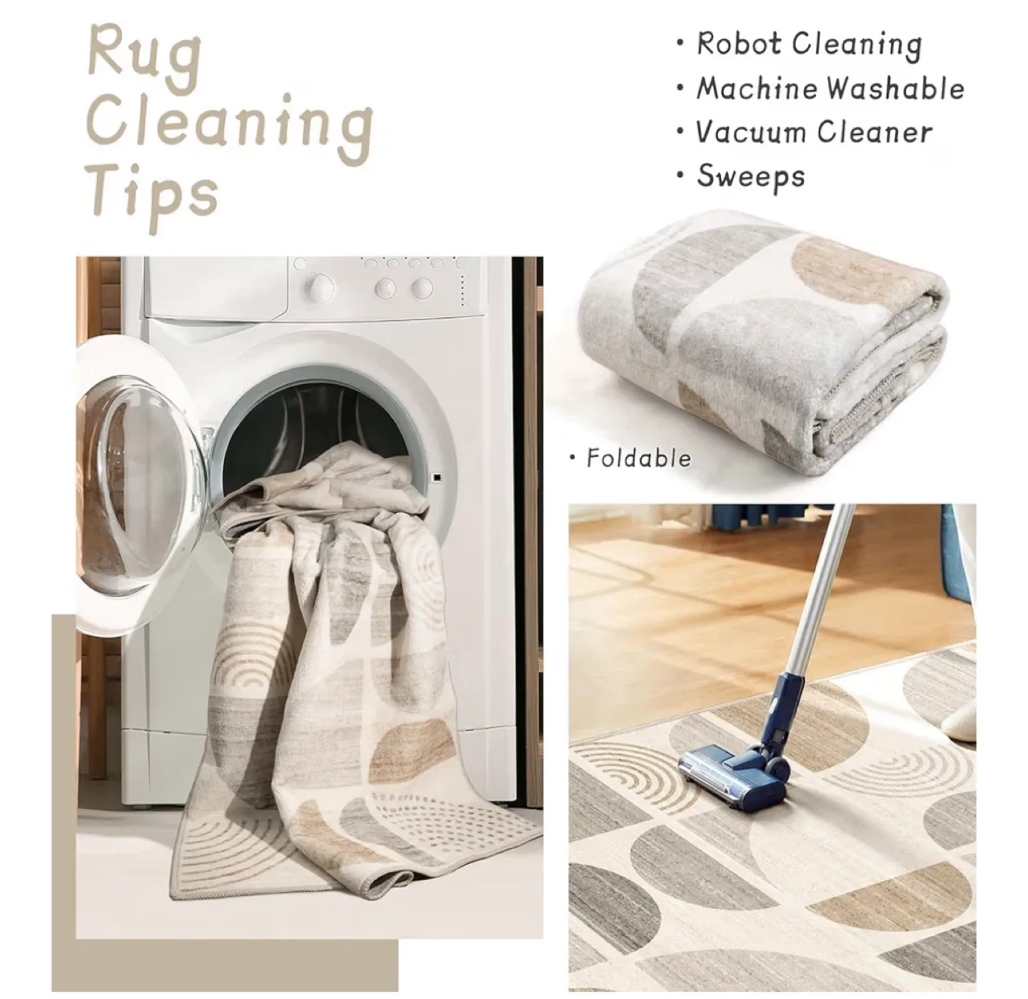 Geometric Pattern Area Rug 7x5 ft- Machine Washable image indicator(4)