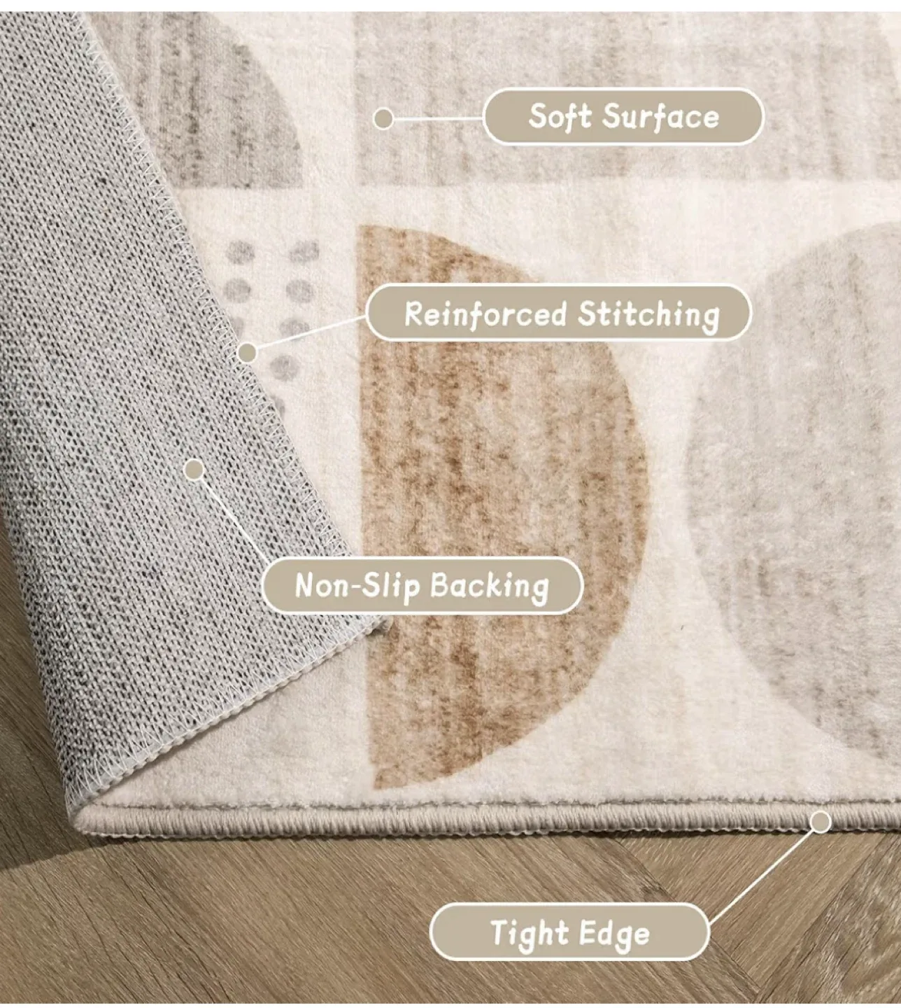 Geometric Pattern Area Rug 7x5 ft- Machine Washable image indicator(6)