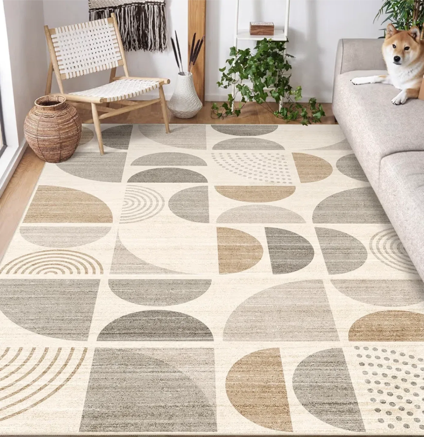 Geometric Pattern Area Rug 7x5 ft- Machine Washable image indicator(3)