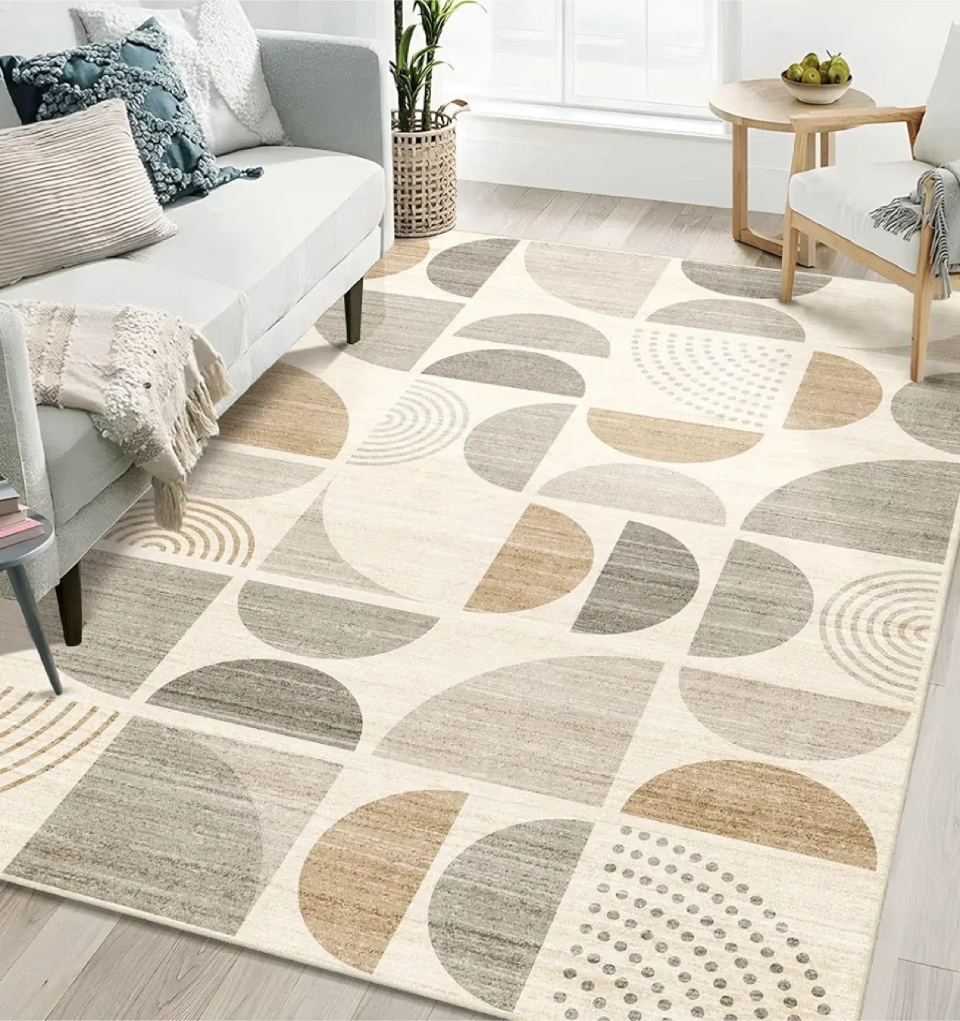 Geometric Pattern Area Rug 7x5 ft- Machine Washable