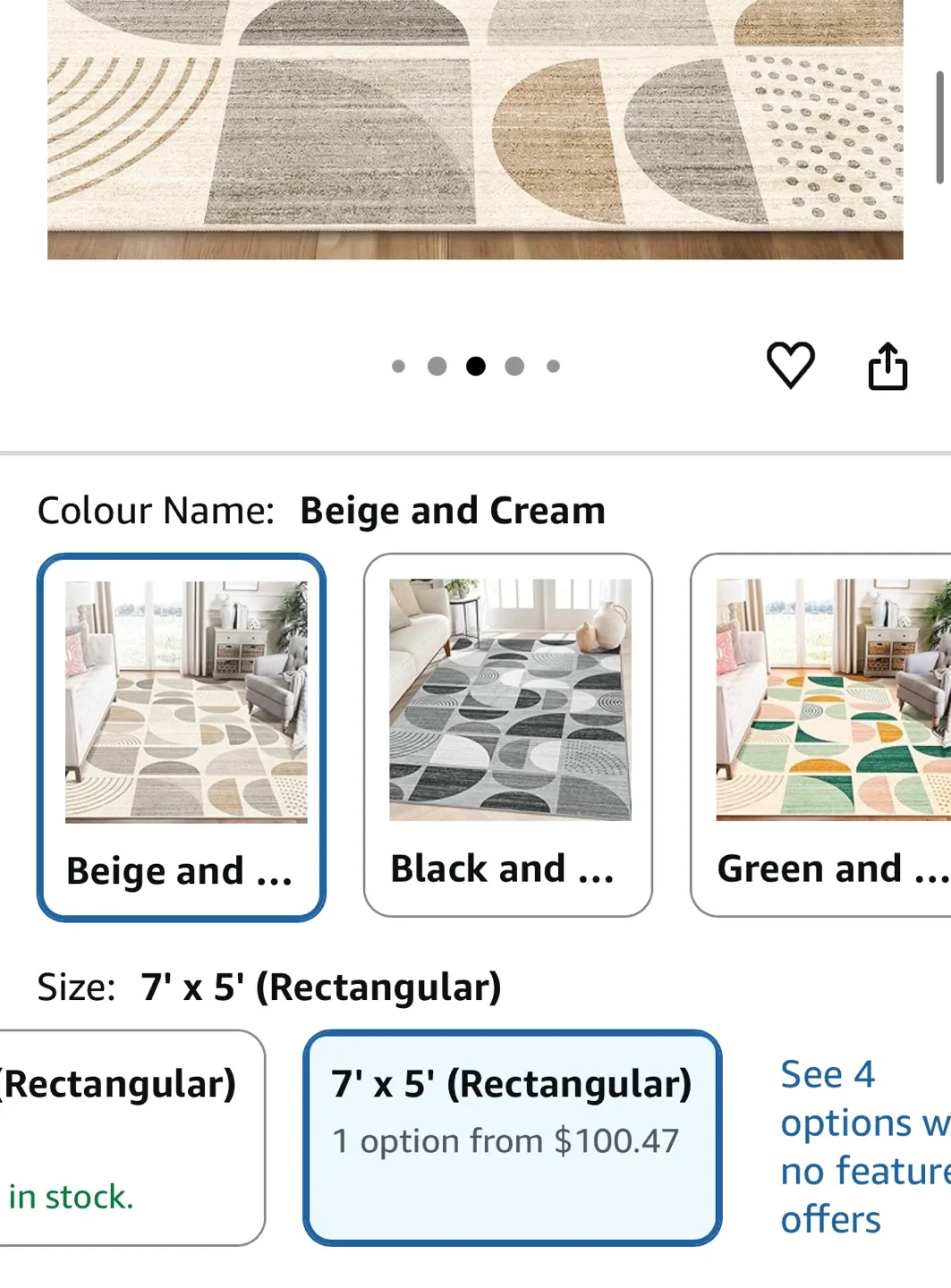 Geometric Pattern Area Rug 7x5 ft- Machine Washable image indicator(10)