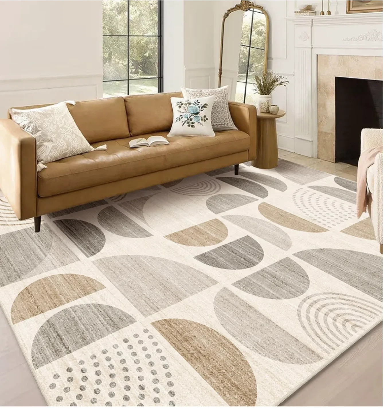 Geometric Pattern Area Rug 7x5 ft- Machine Washable image indicator(9)