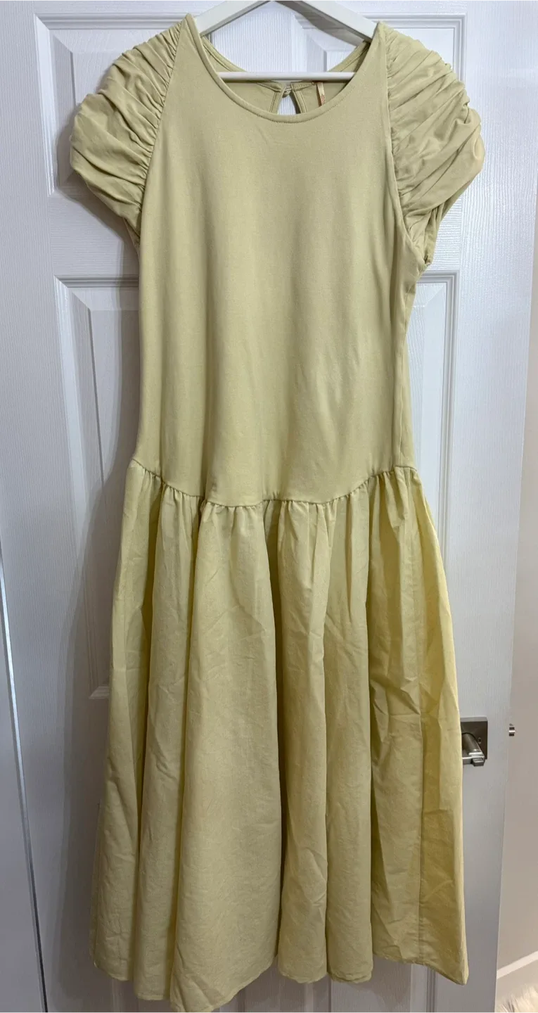 Free People Afternoon Elegance Pleated-shoulder Midi Dress image indicator(2)