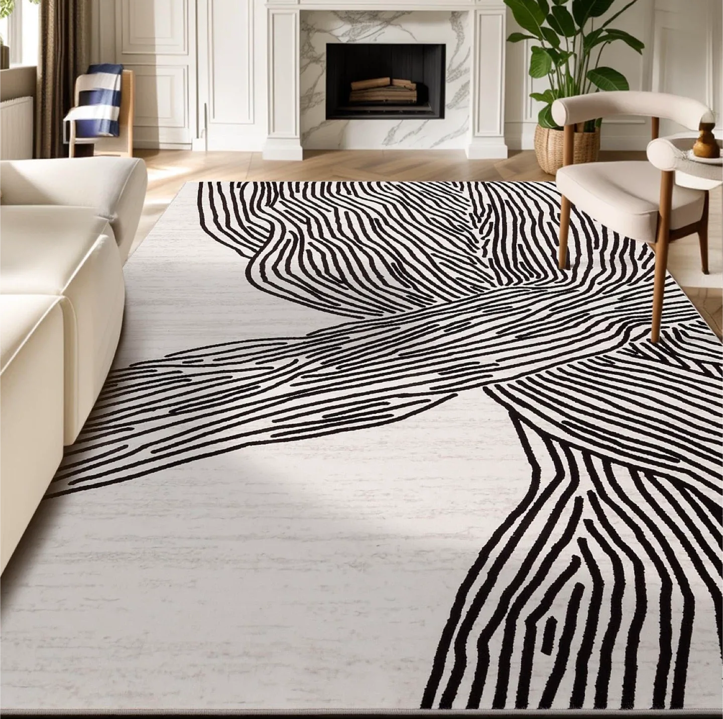 Black & White Area Rug - 8ft x 10ft