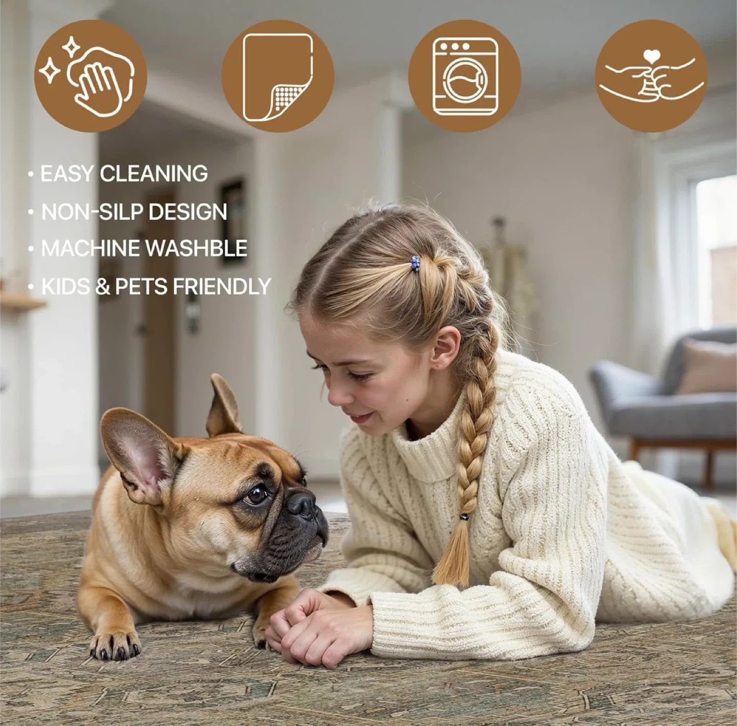 Area Rug 8x10 ft- Easy Clean, Non-Slip, Machine Washable image indicator(5)