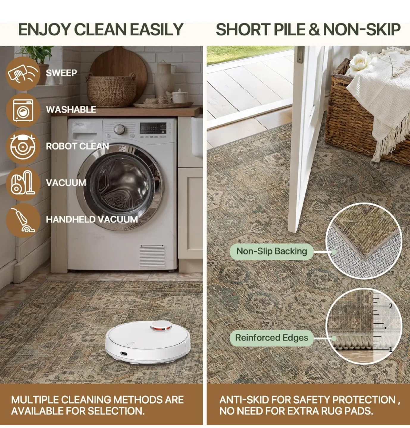 Area Rug 8x10 ft- Easy Clean, Non-Slip, Machine Washable image indicator(2)