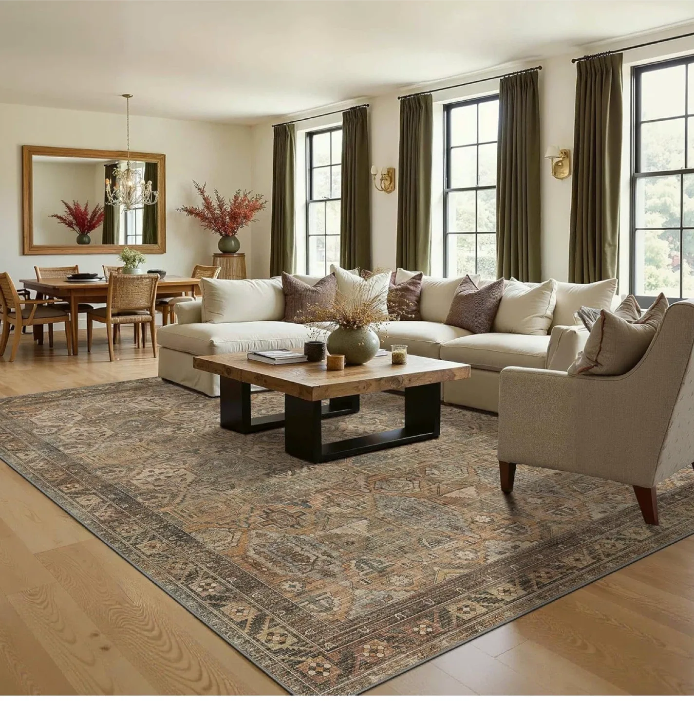 Area Rug 8x10 ft- Easy Clean, Non-Slip, Machine Washable image indicator(6)