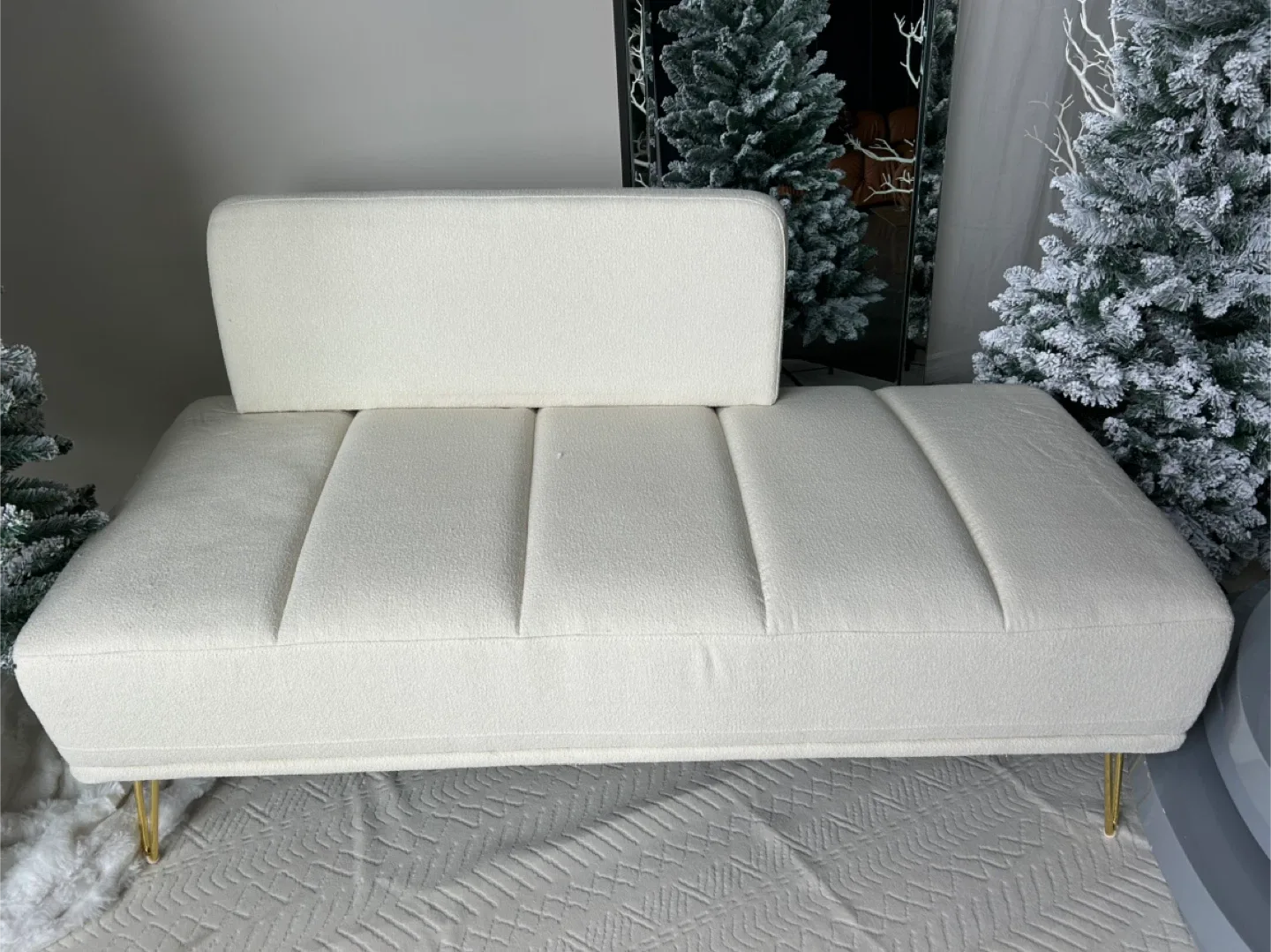 NEW Cream Boucle Ottoman Bench sofa couch