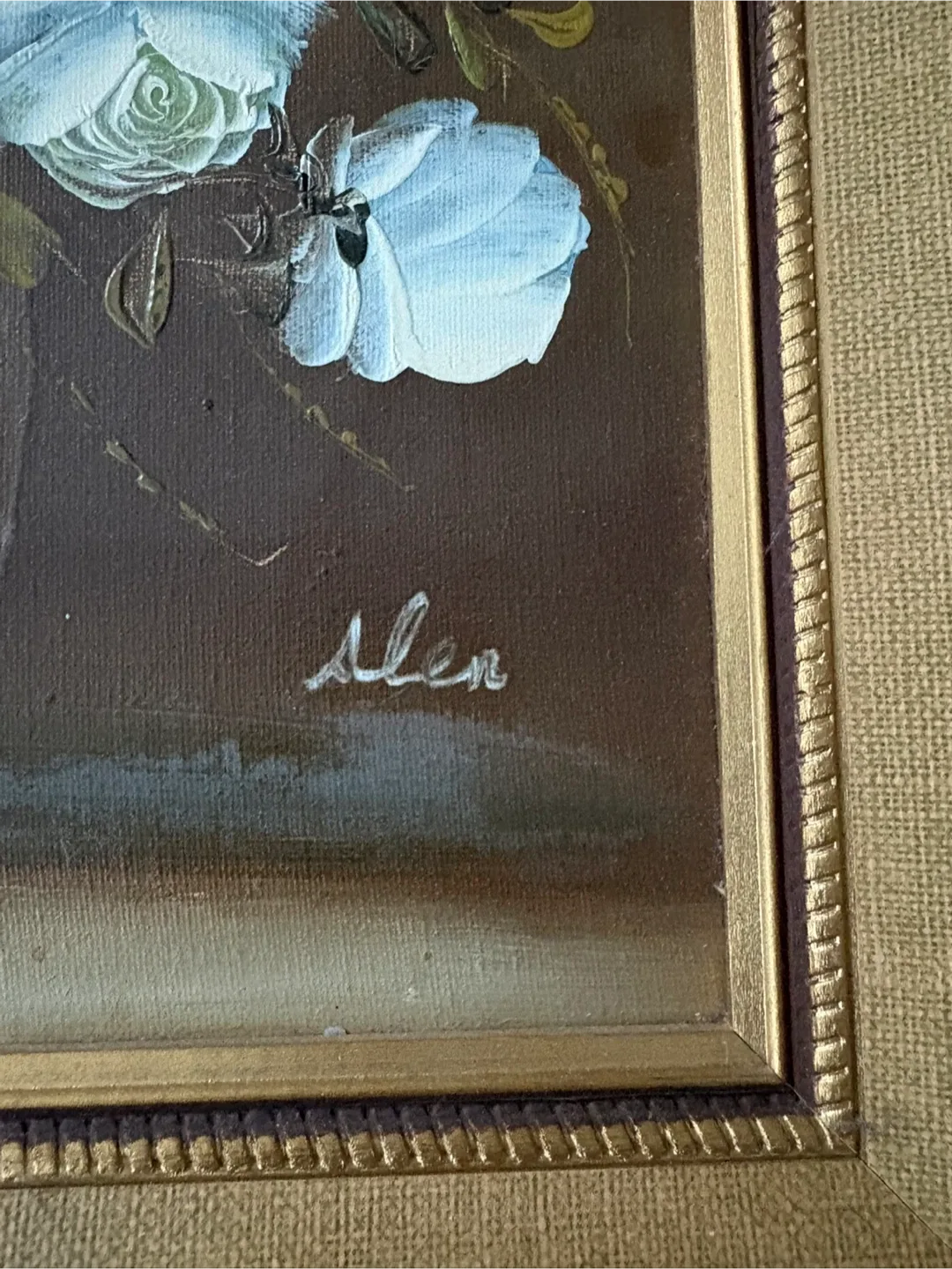 Framed/Signed still life Floral oil painting on canvas image indicator(2)