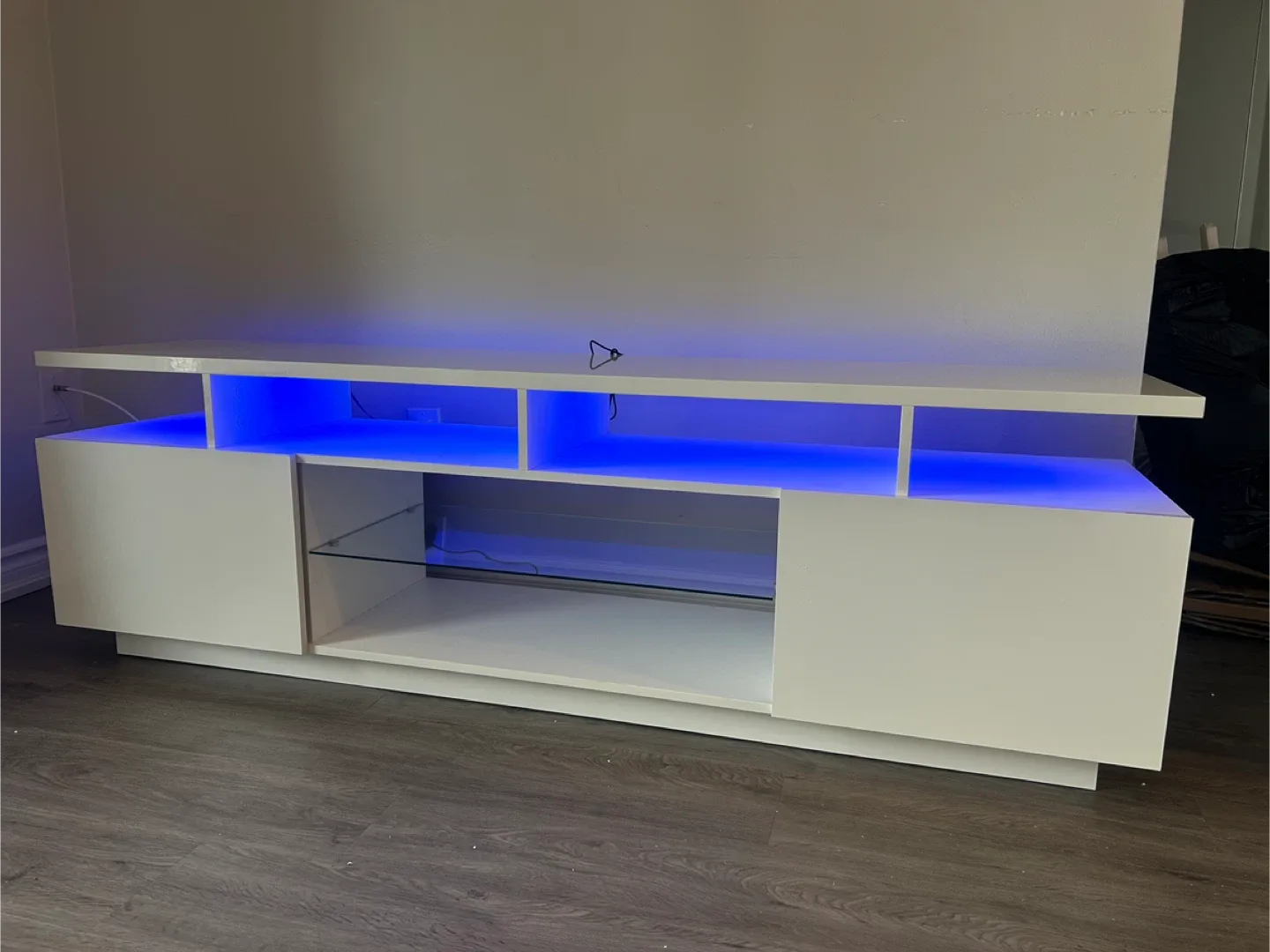 White TV Stand with LED Lighting image indicator(2)