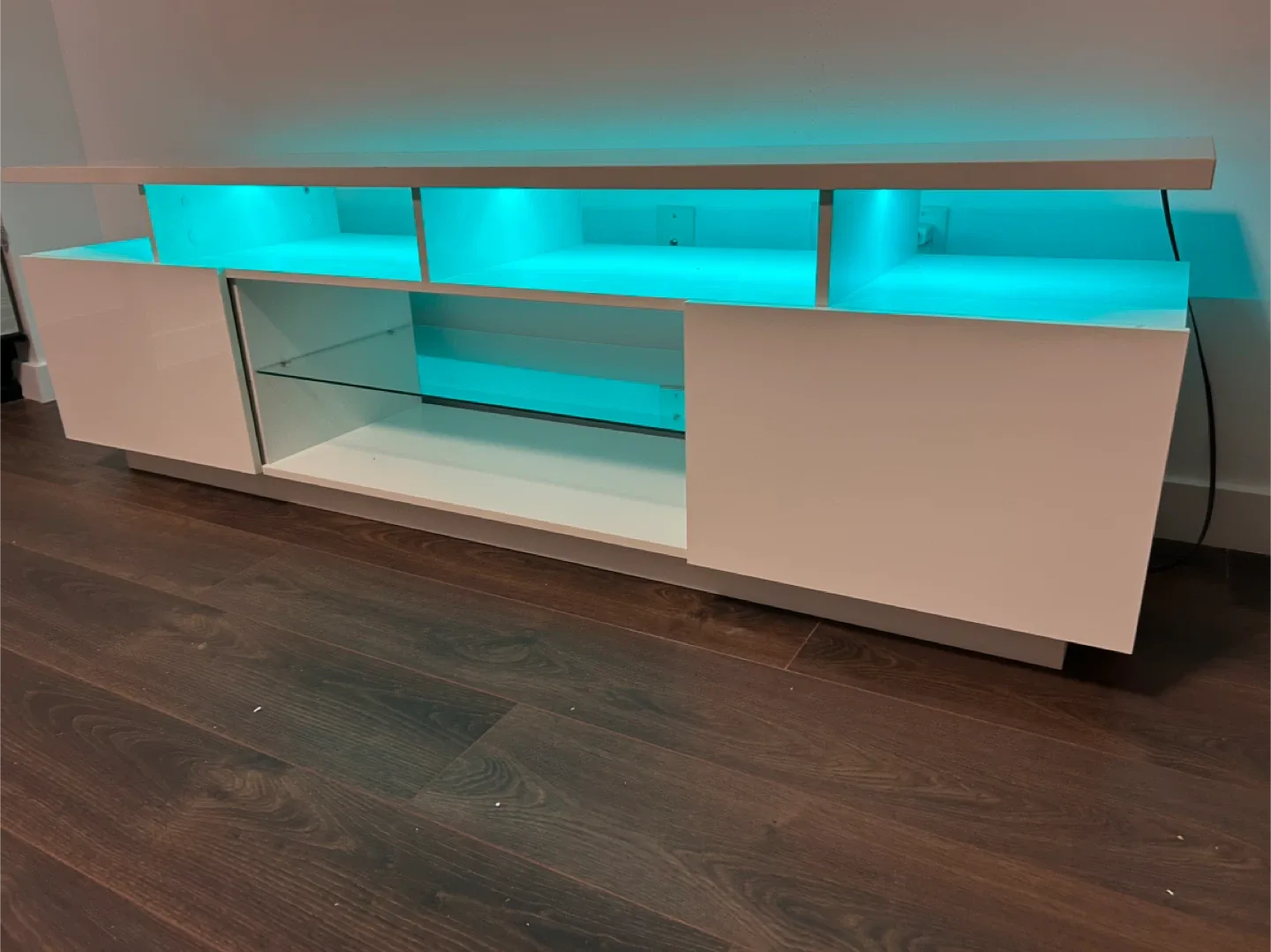 White TV Stand with LED Lighting
