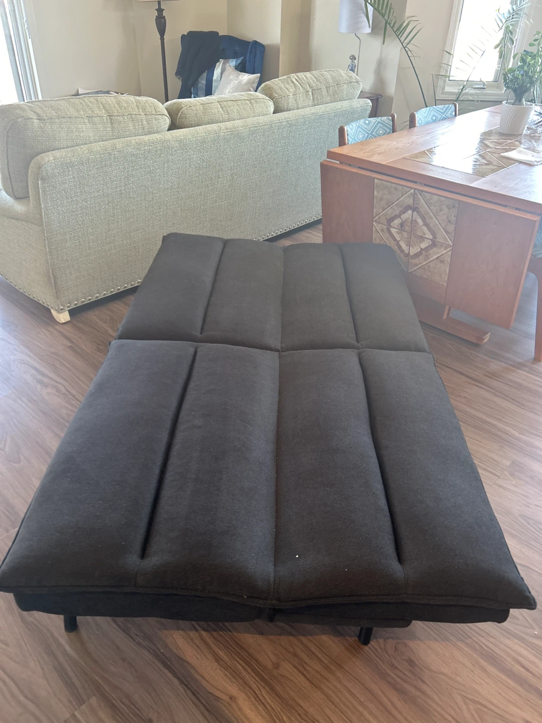 Dark Grey-Soft Black Futon Sofa Bed - photo 2
