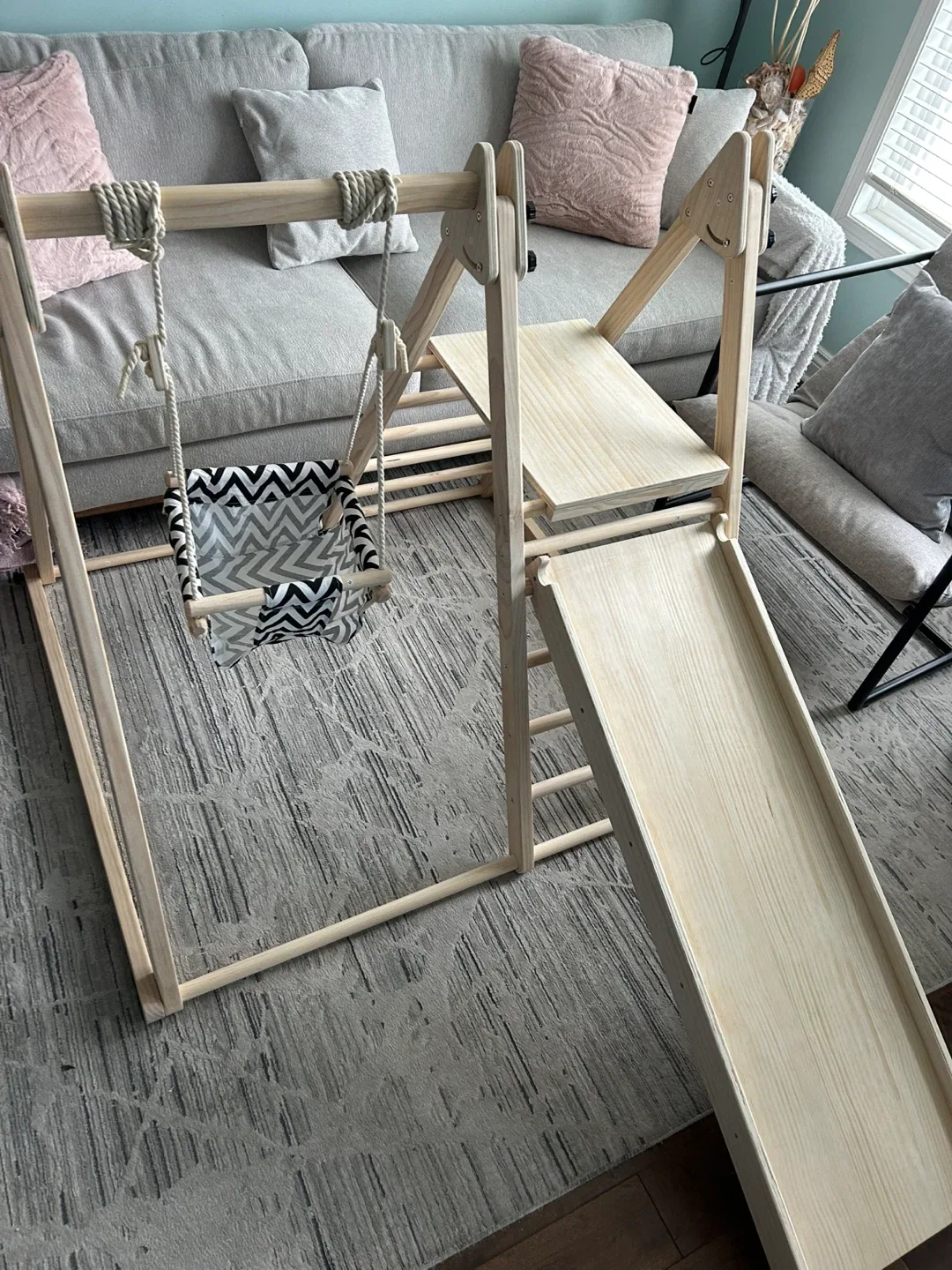 Wooden Indoor Playground with Swing and Slide image indicator(3)